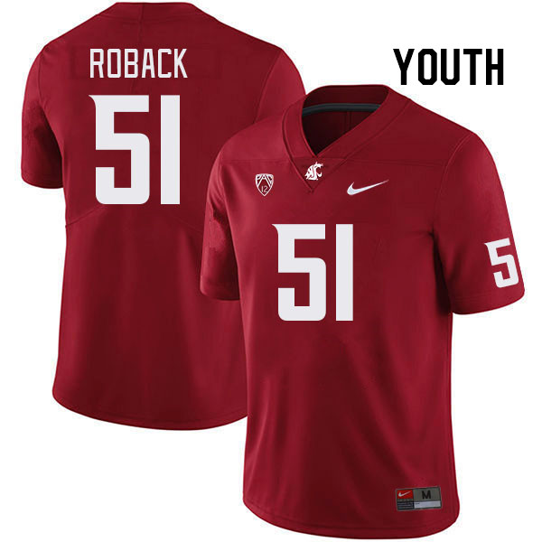 Youth #51 Joseph Roback Washington State Cougars College Football Jerseys Stitched Sale-Crimson